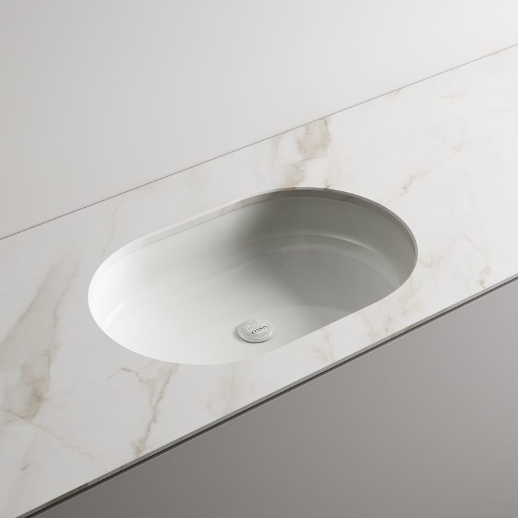 Hydor integrated washbasin in glossy white ceramic