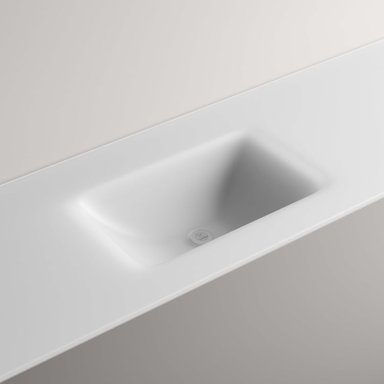Rose integrated washbasin in coloured glass