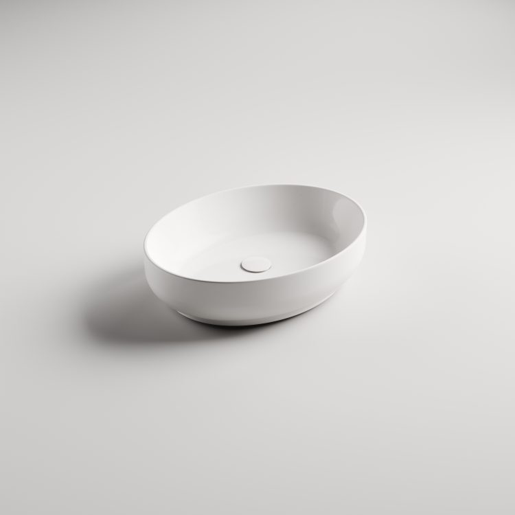 Amy countertop washbasin in glossy white ceramic
